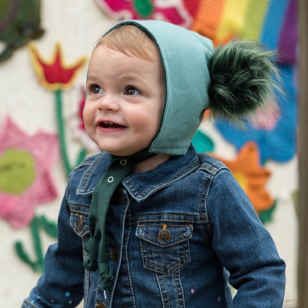 Brimless Bonnet in Blue Spruce (add ears or poms) - bebabyco