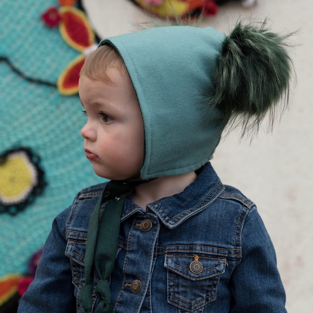 Brimless Bonnet in Blue Spruce (add ears or poms) - bebabyco