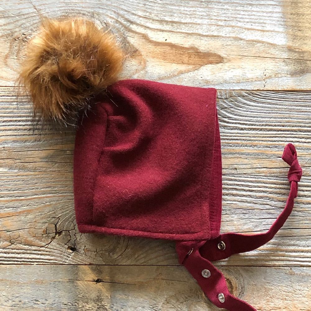 Brimless Bonnet in Garnet (add ears or poms) - bebabyco
