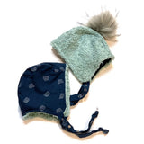 pilot bonnet in Organic Indigo Mint (white) Rainbow - bebabyco