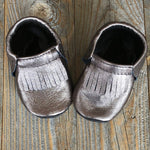 Titanium-Rose gold mocs 6-12m - bebabyco