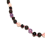 Teething necklace with cherry amber, rose quartz and amethyst - bebabyco