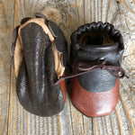 Brown Repurposed leather moccasins, 0-6m - bebabyco