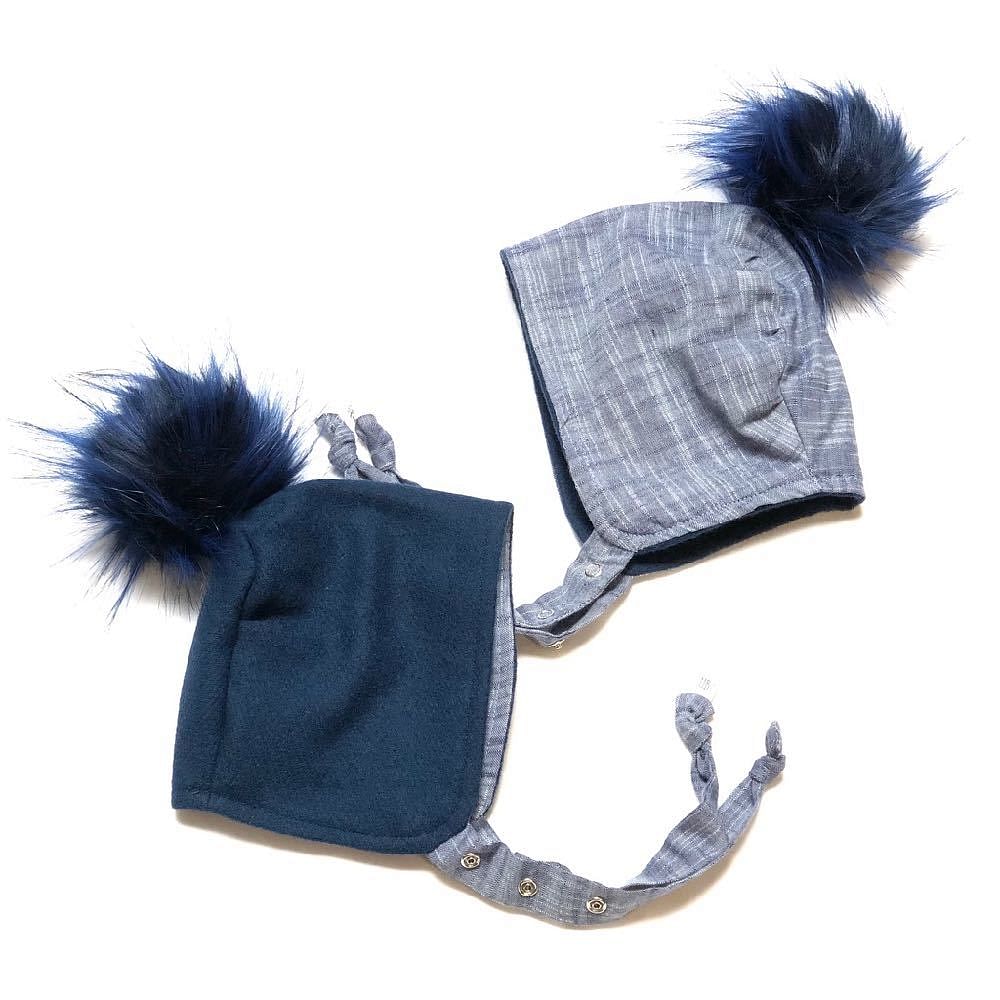 Brimless Bonnet in Navy (add ears or poms) - bebabyco