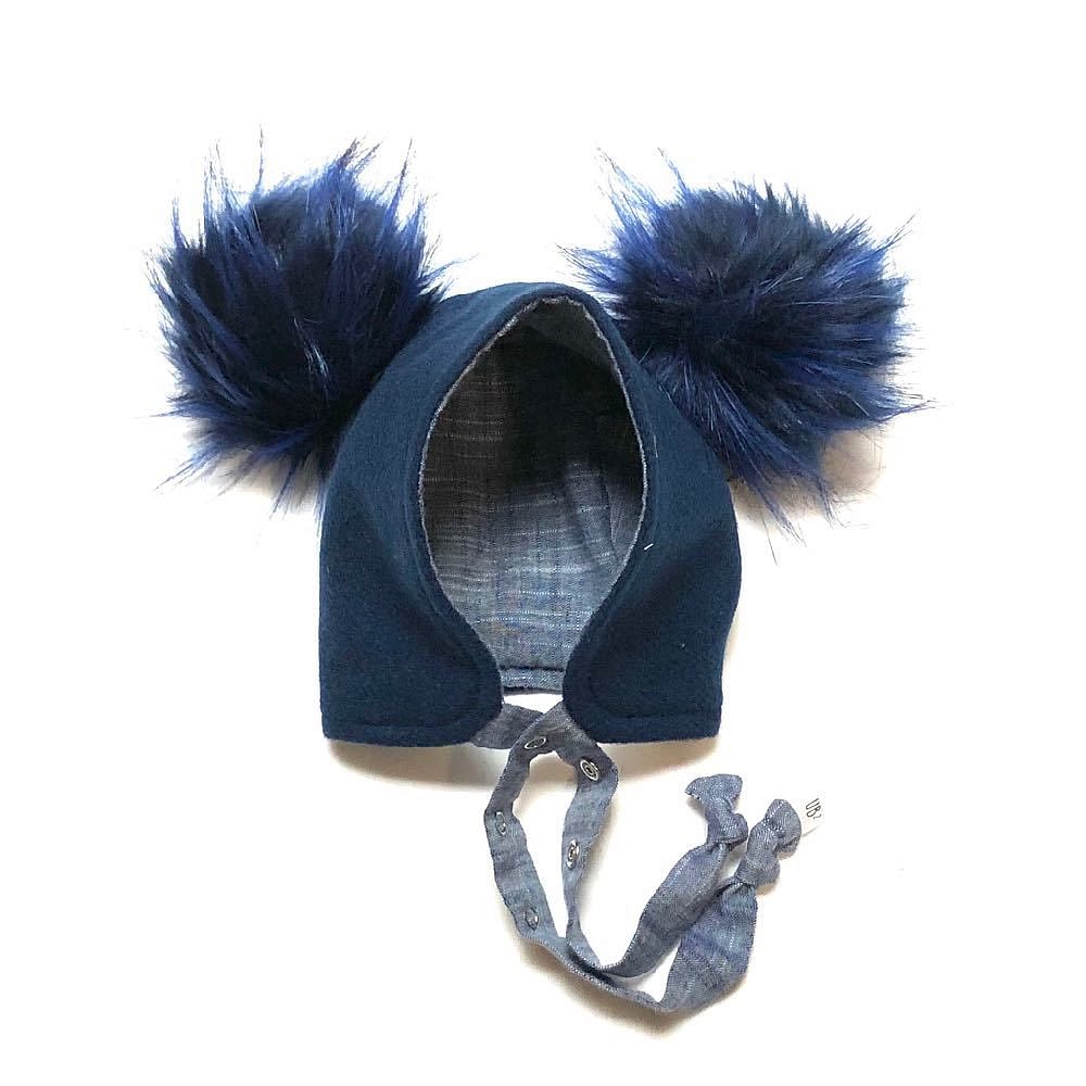 Brimless Bonnet in Navy (add ears or poms) - bebabyco