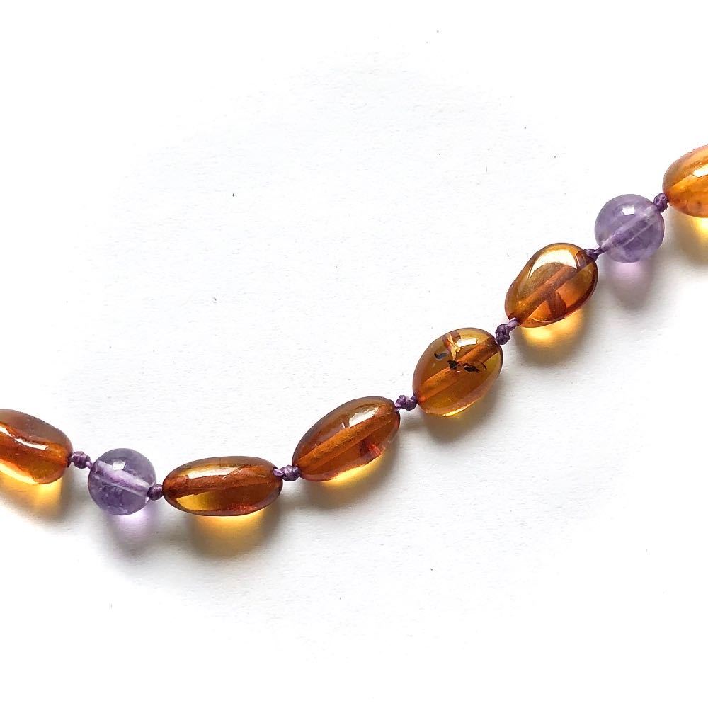 Amber and amethyst teething necklace store
